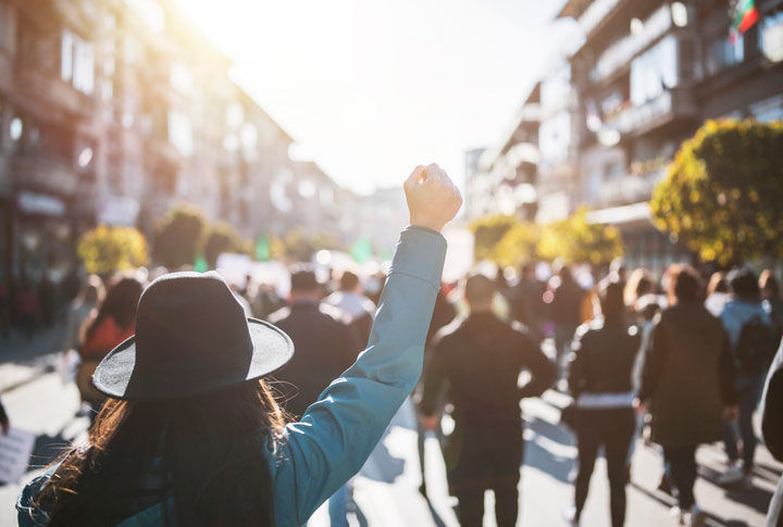 protesting in the streets