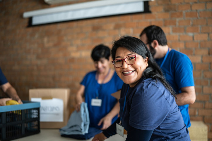 group of hispanic volunteers