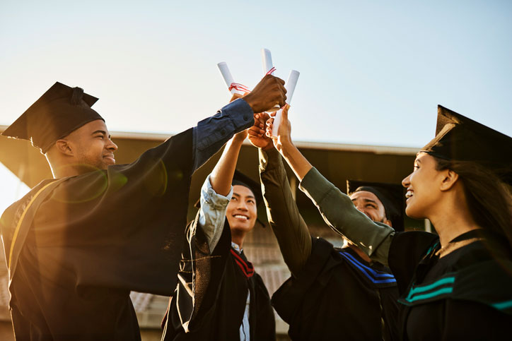 celebrating grads outside