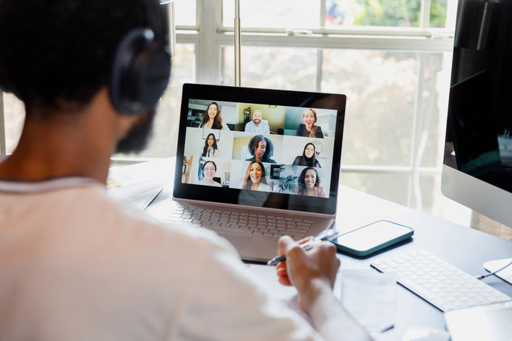 student on video call