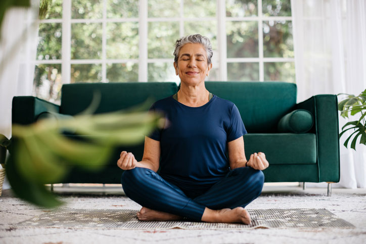 meditating while doing yoga