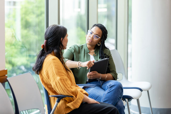 patient in mental health session with a social worker