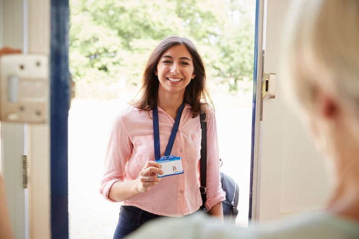 female social worker visiting homef