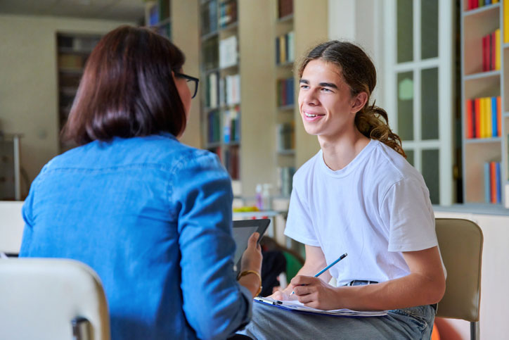 talking with teacher