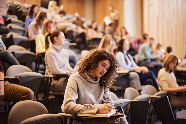 taking a test in lecture hall